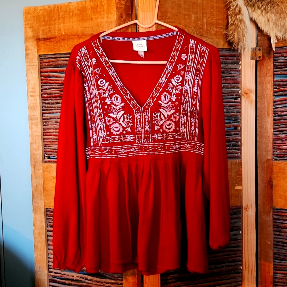 Red Knox Rose Blouse